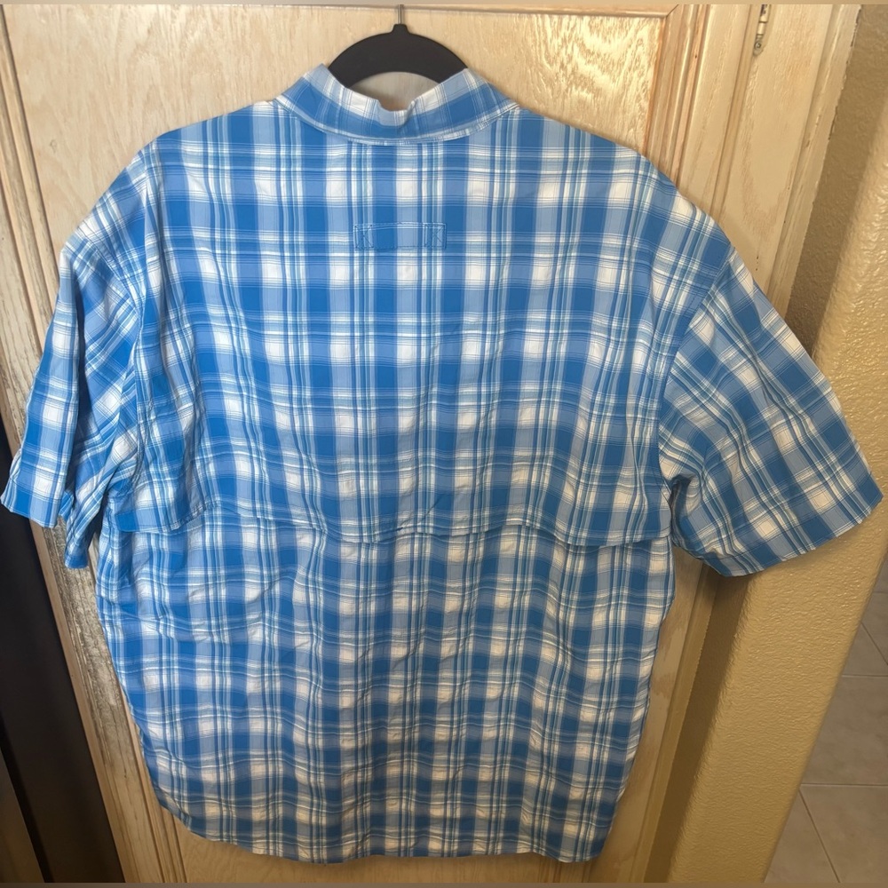 LL Bean Mens Large Shirt Blue Plaid Fast Dry Vented Button Up Fishing Hiking - Picture 2 of 16